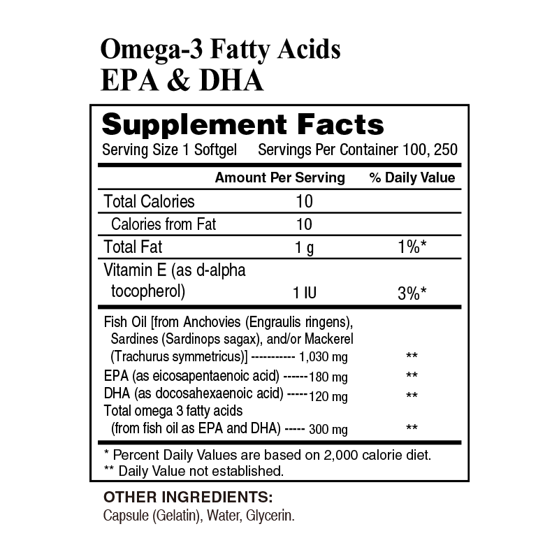 EPA & DHA Omega-3 Fatty Acids 100 Softgels