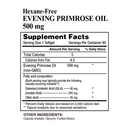 Evening Primrose Oil 500 mg Cold Pressed and Hexane Free