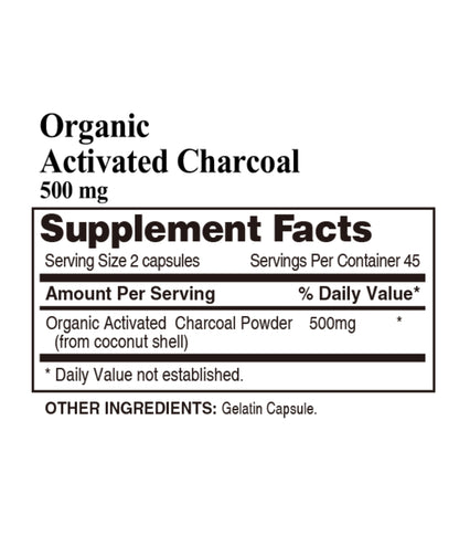 Organic Activated Charcoal 500mg