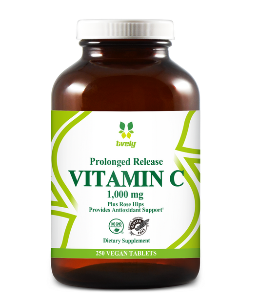 Prolonged Release Vitamin C 1,000 mg Plus Rose Hips 250 Veg Tabs